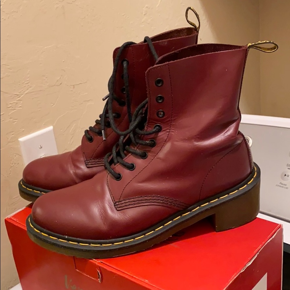 Burgundy dr marten with heel